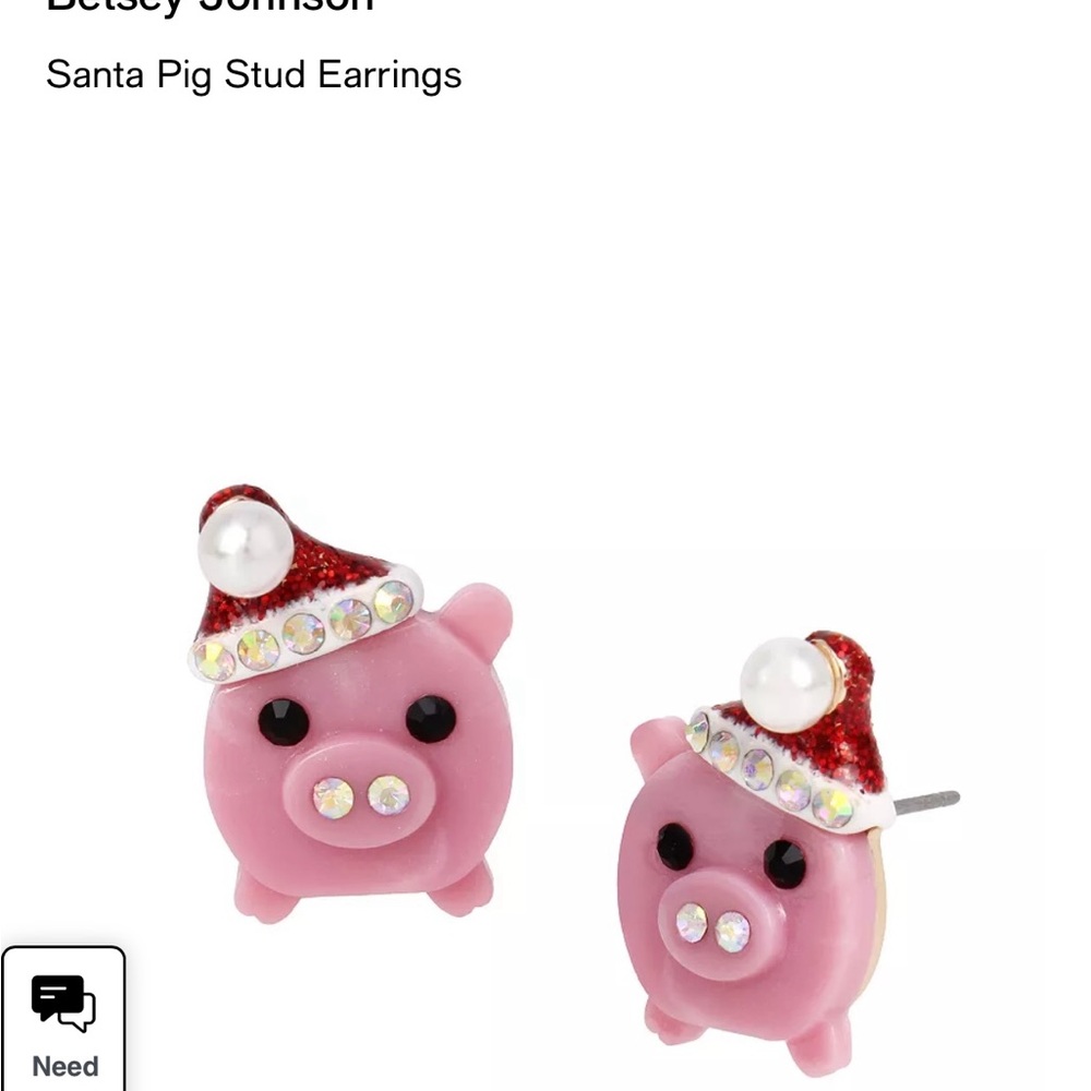 Betsey Johnson Festive Pink Pig Earrings